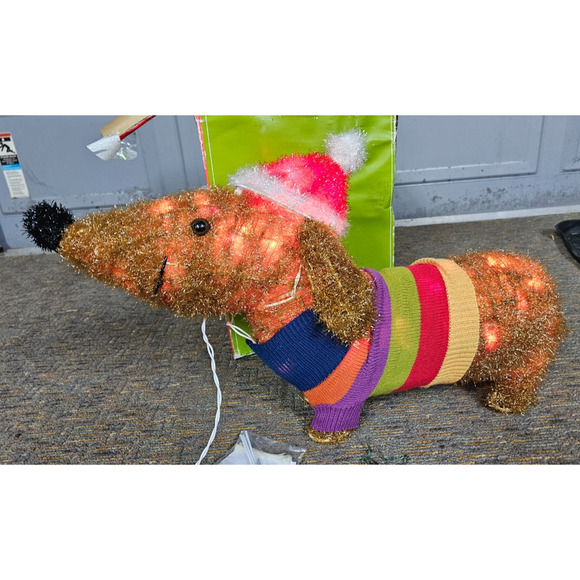 Wondershop By Target - Tinsel DACHSHUND Dog Outdoor Lighted Sculpture Christmas - Picture 3 of 5